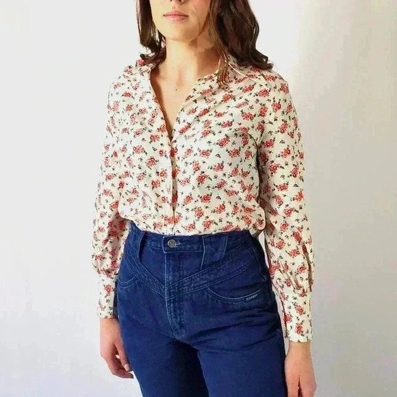 Rare Vintage 70s Sears JR Bazaar Western Floral Button Up Shirt - Picture 4 of 8